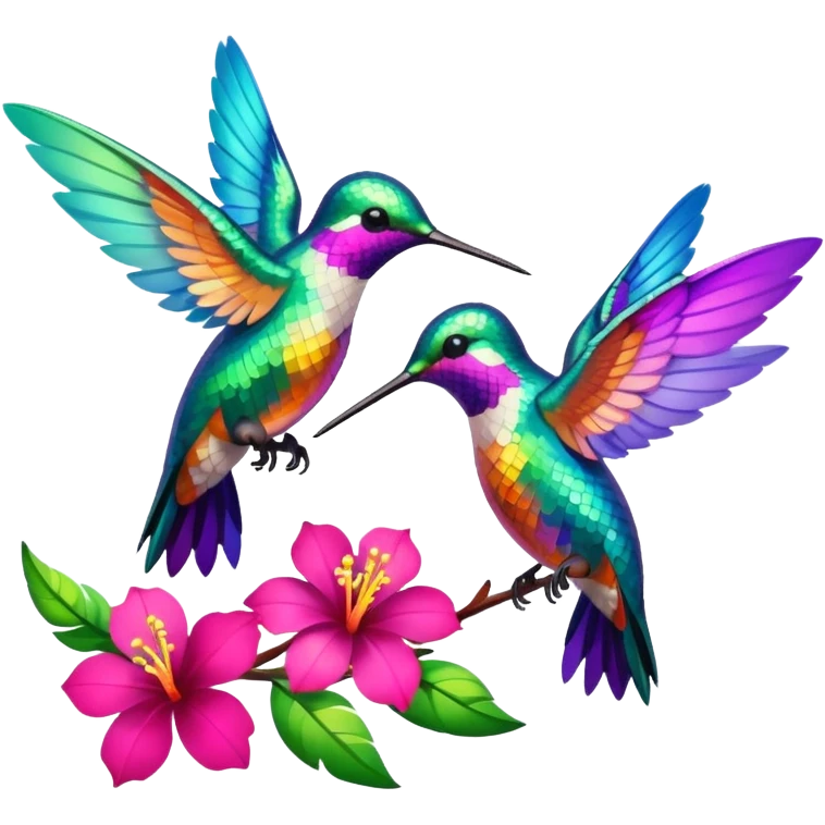Hummingbirds with flowers emoji