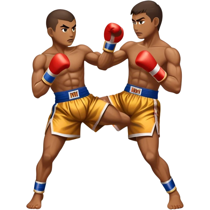 Cinematic Realistic Traditional Muay Thai Emoji, depicted as an intense dynamic martial arts scene featuring a fighter in traditional Muay Thai stance and attire, rendered with rich textures and energetic dramatic lighting that captures the sport's raw power. emoji