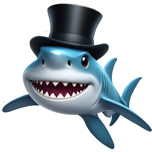 Shark with a top hat emoji