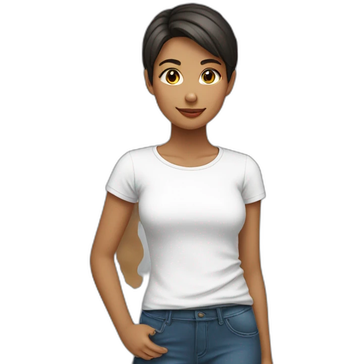 Girl-shorthair-testwhite-tshirt-mediumfast emoji