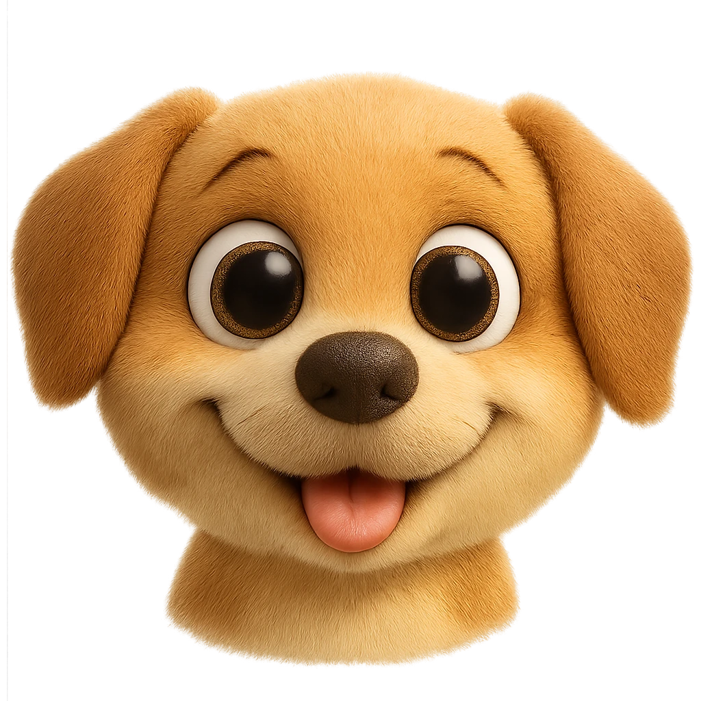 playful dog with big eyes emoji