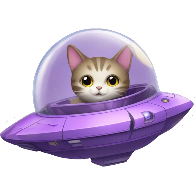 Cute purple hoverpetcat in a space ship in the moon  emoji