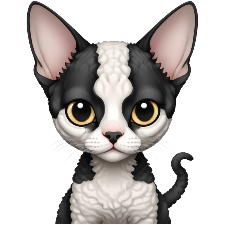Black and white Devon Rex emoji