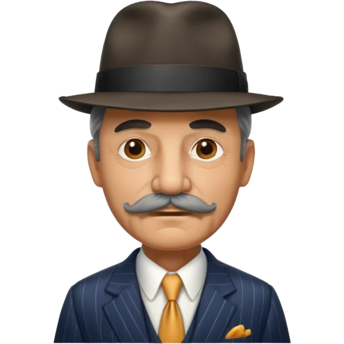 Aged mobster with colored suit and hat and mustache emoji