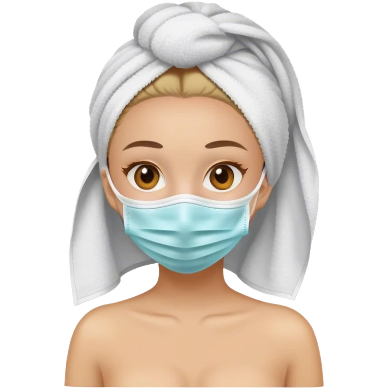 Girl with a towel and a mask emoji