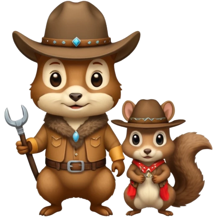 a buffalo and a cowboy squirrel chilling emoji