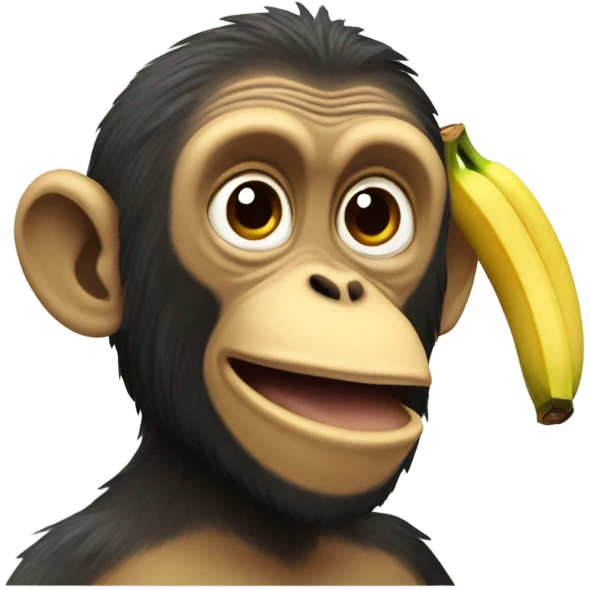 Macaco com banana na boca emoji