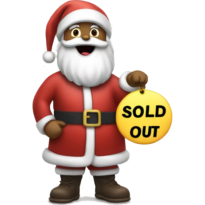 Santa holding sold out sign emoji