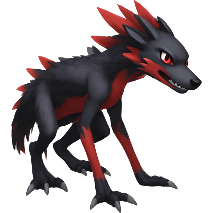 Anthro cool black red nargacuga sergal animal hybrid Fakemon full body emoji