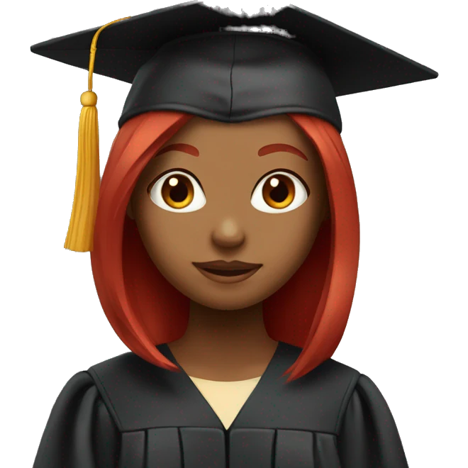 girl red hair with graduation cap emoji