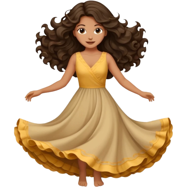 Long dark wavy hair women twirling around emoji