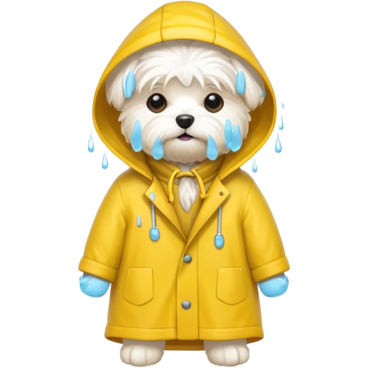 White Maltese with rain coat emoji