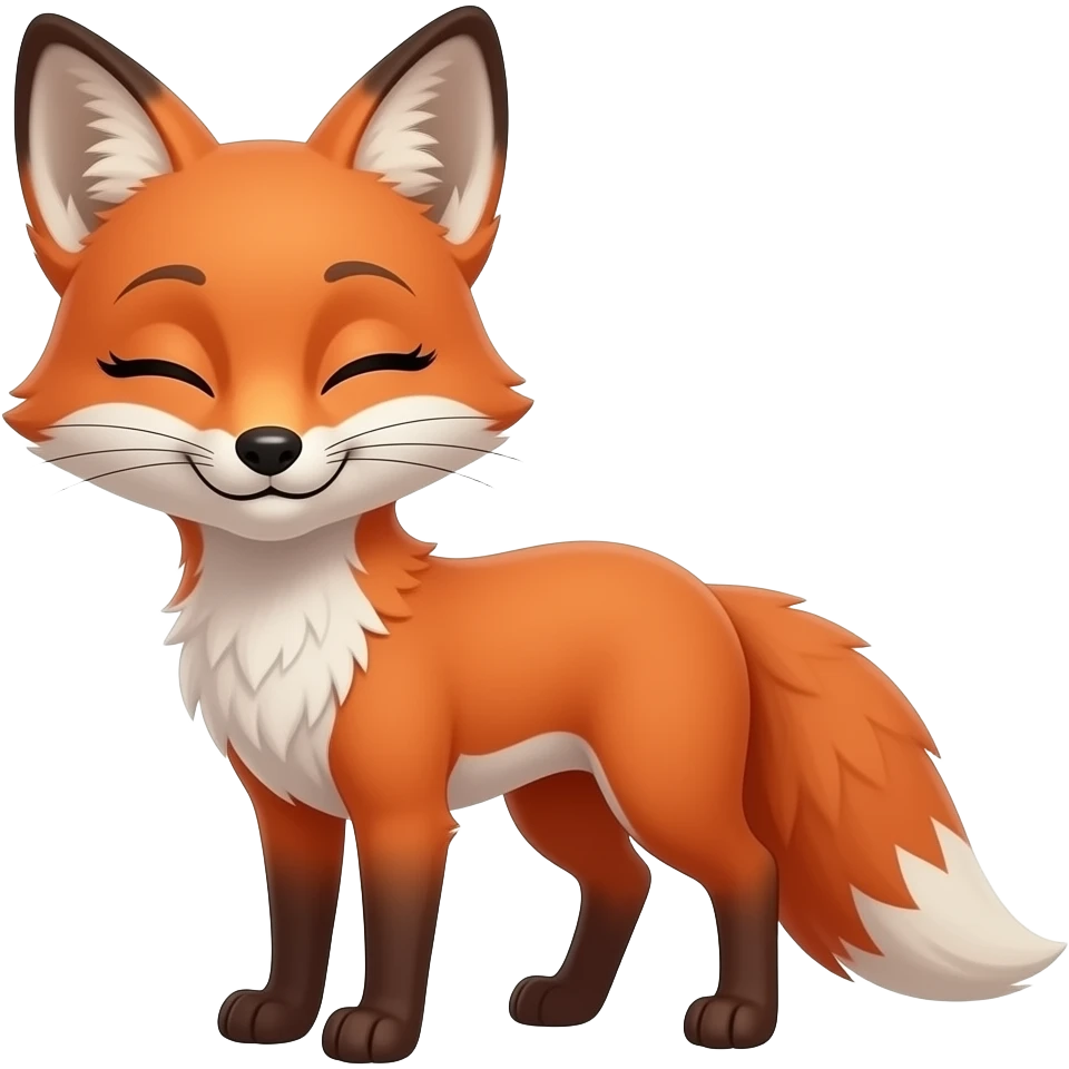 A slender red-orange vixen fox Looking flirty and seductive with heavy-lidded 'bedroom eyes,' long thick black eyelashes, and a soft, knowing smirk. emoji
