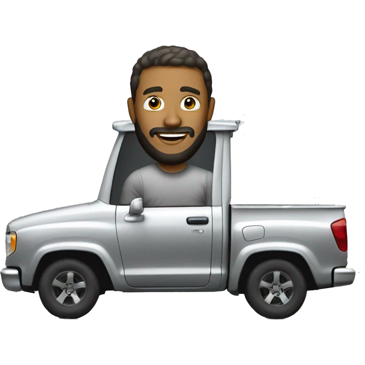 Guy with beard in a silver tacoma truck emoji