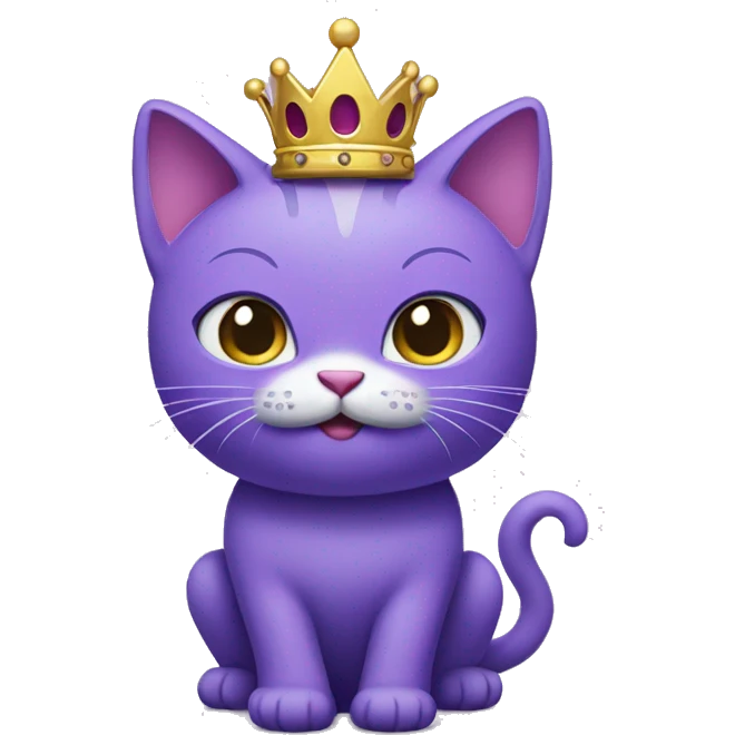 Purple Kitty with a crown on its head  emoji