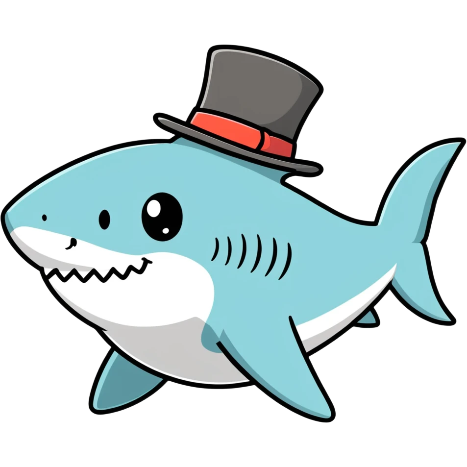 Shark with a top hat emoji