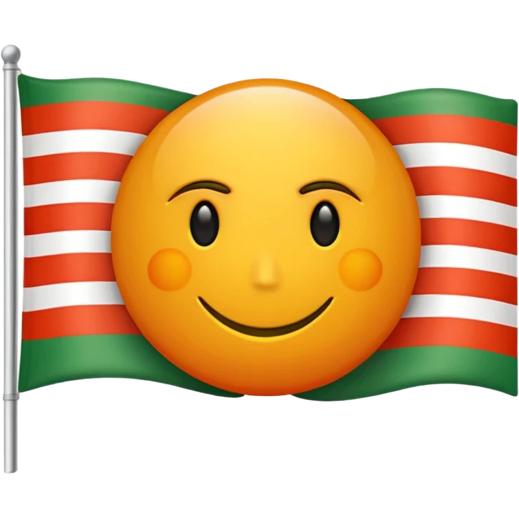 Flag with with 1 red, 1 white and 1 green (in that order) horizontal and an orange/yellow pointed sun in the middle emoji