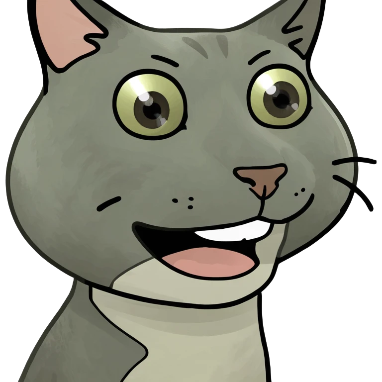 cat making a funny face meme style emoji