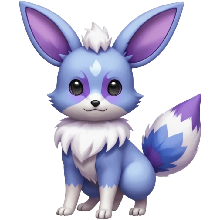 Shiny White with Violet and Indigo markings and Eevee-Minccino-Zangoose-Pokémon-Fakémon-fusion-hybrid-creature emoji