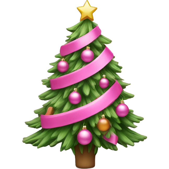 Pink Christmas tree with ornaments emoji