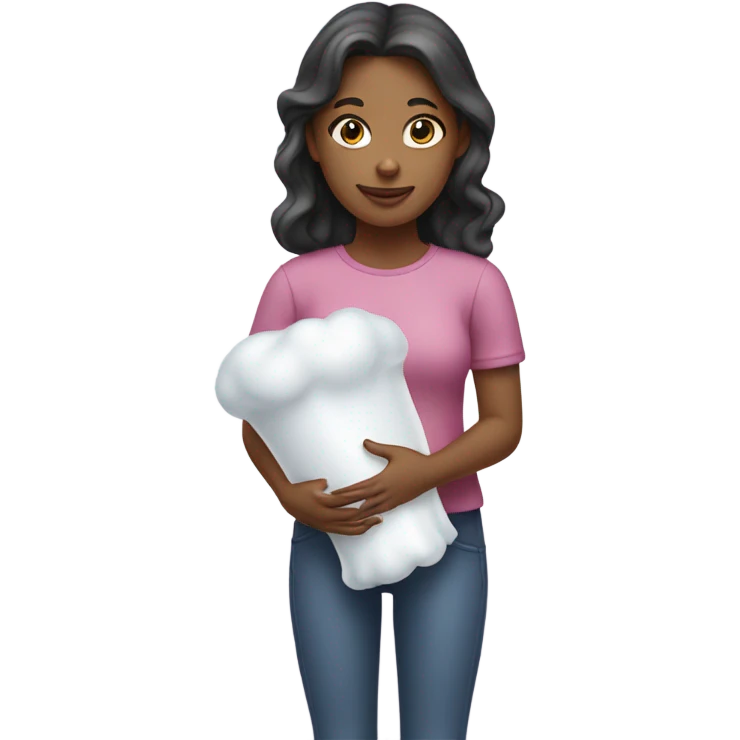 girl with white foam rubbe in hands emoji