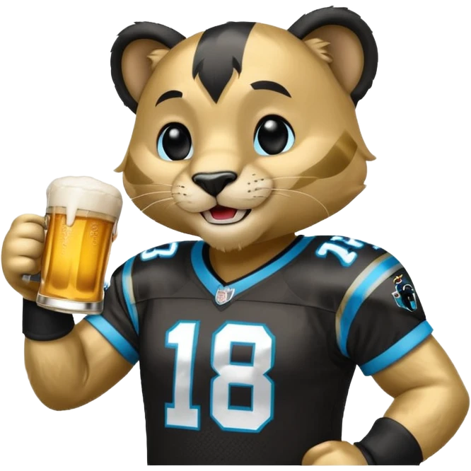 Make the Carolina panthers mascot drinking a beer emoji
