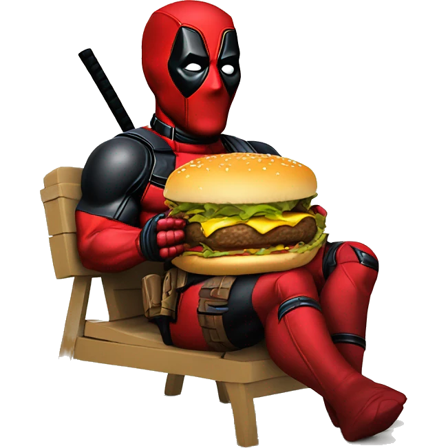 deadpool eating a cheeseburger emoji