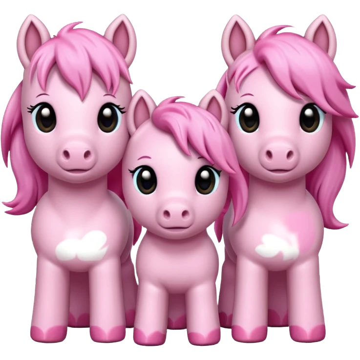 Three Pink pony emoji