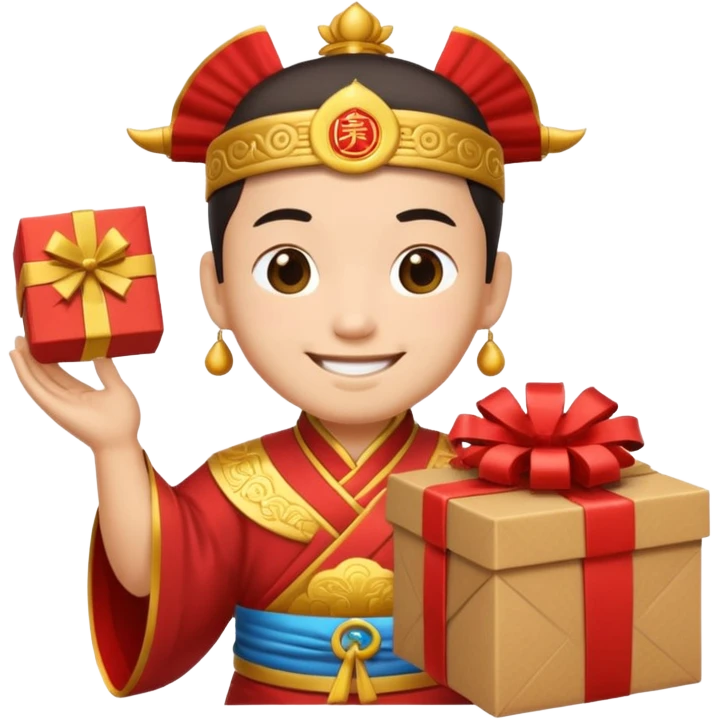 chinese god hold carton box gift emoji