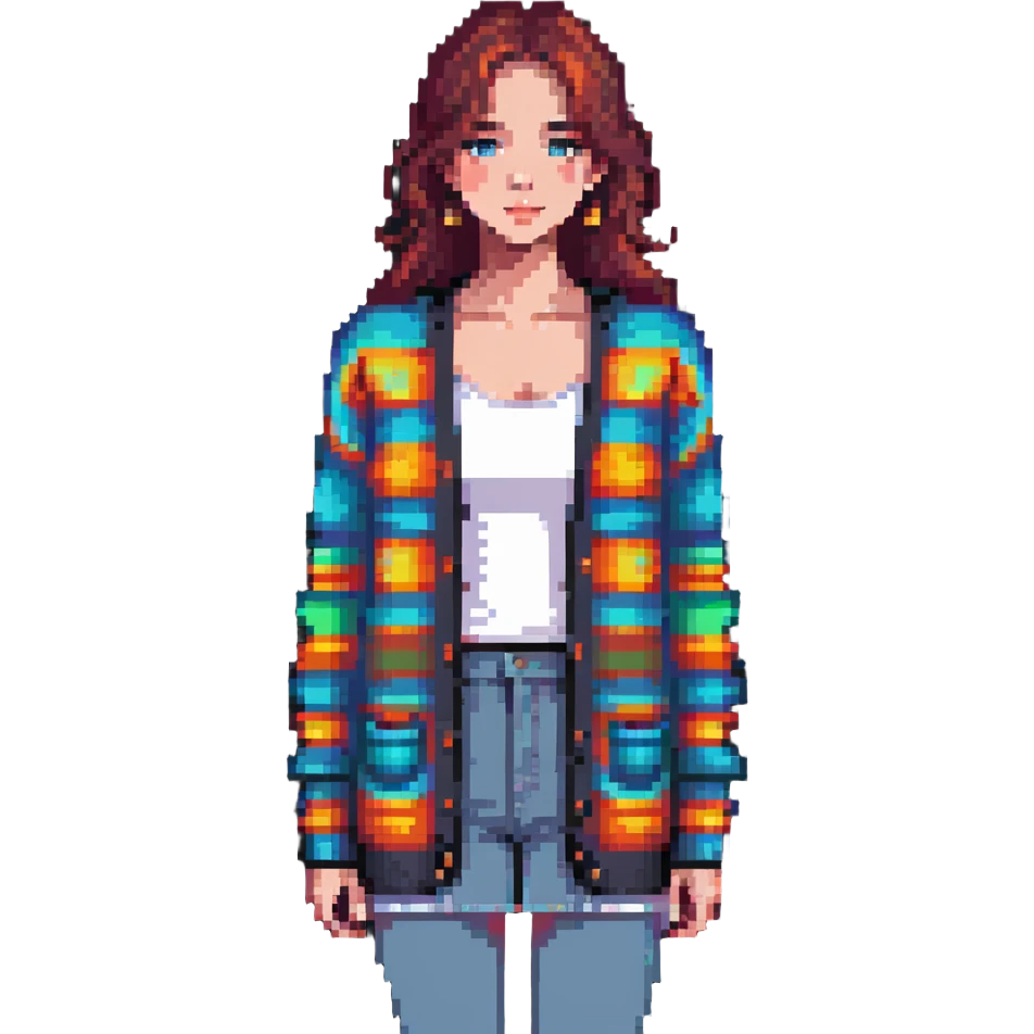 gray woman knit cardigan, simple pose emoji