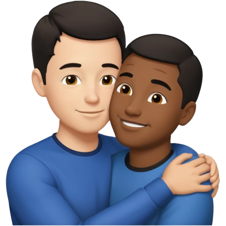 White adult male kissing black adult male emoji
