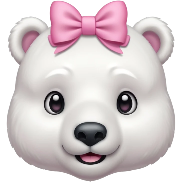 A polar bear smiling shy, blushed and with a pino bow on the head emoji
