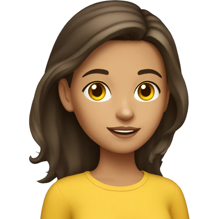 Brunette girl with yellow cat emoji