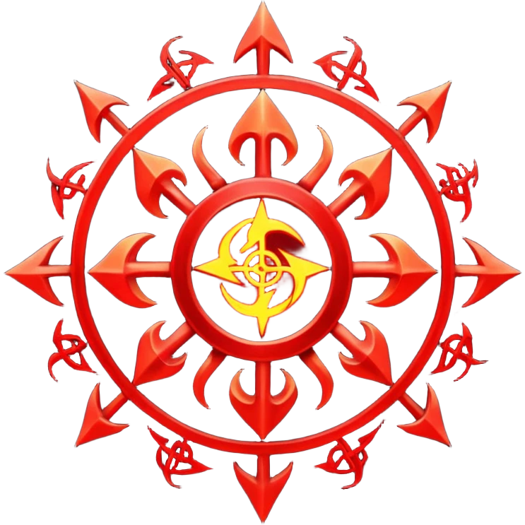 Chaotic infernal sigil pulsating with red energy, ritual magic aesthetic emoji