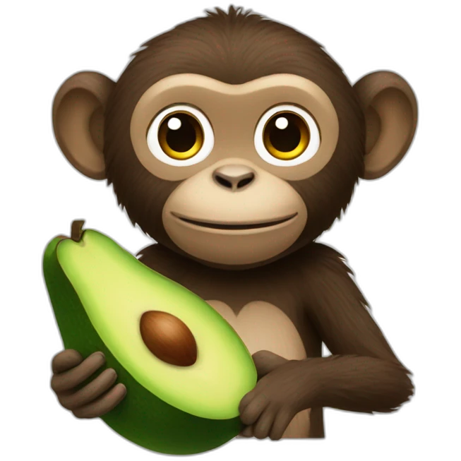 fruitimals monkey holding avocado emoji
