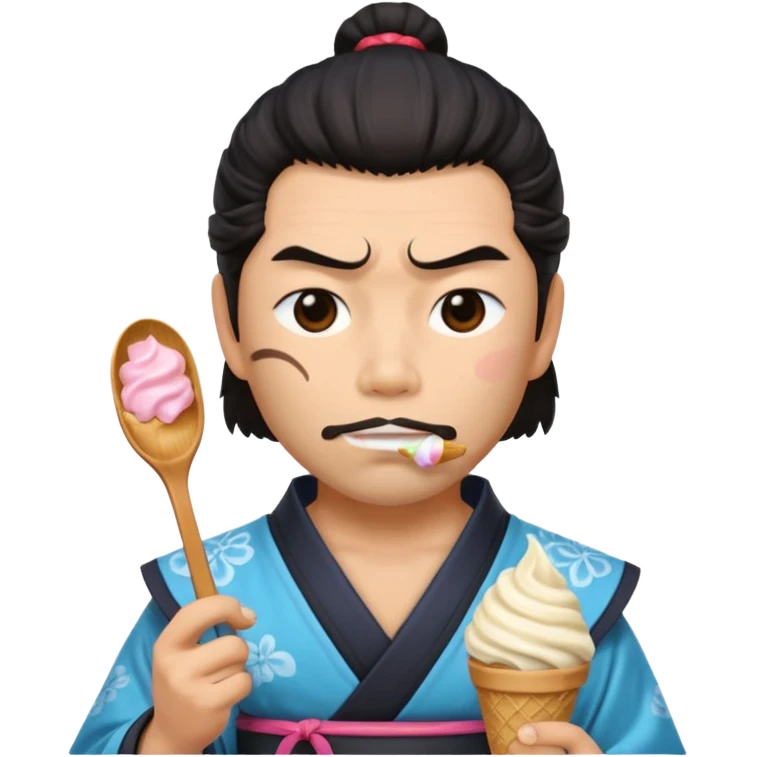 SAMURAI  EATING WITH ICECREAM emoji