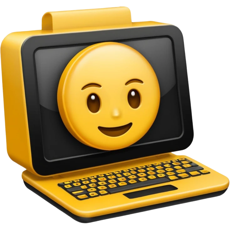 emoji de computadora en color negro y amarillo tipo mostaza emoji