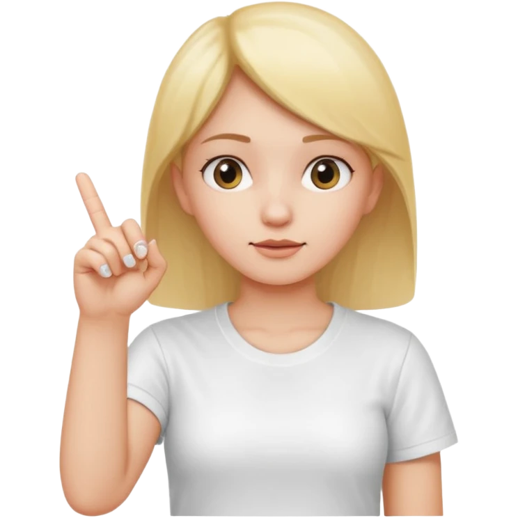 girl naked making a hand gesture showing that something is small: thumb and middle finger close together, other fingers closed emoji