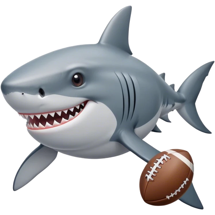 standing Shark holding rugby ball   emoji