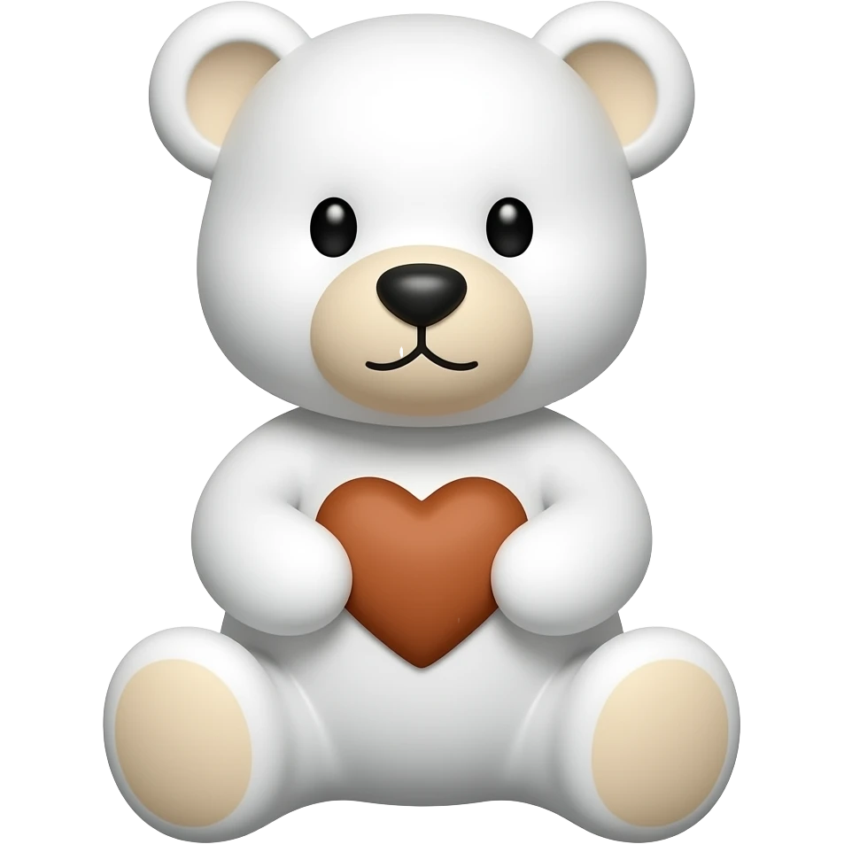 Osito blanco con un corazoncito cafe  ente sus manos emoji