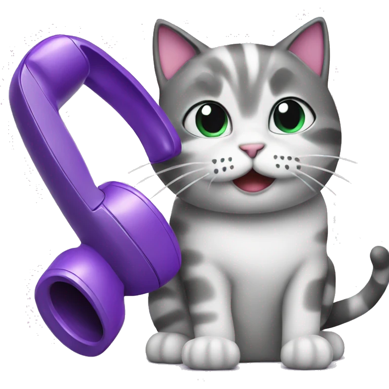 a cat talking on a purple phone emoji
