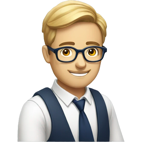A man with specs white shirt and  navy blue tie reading a  book called New Human Revolution  emoji