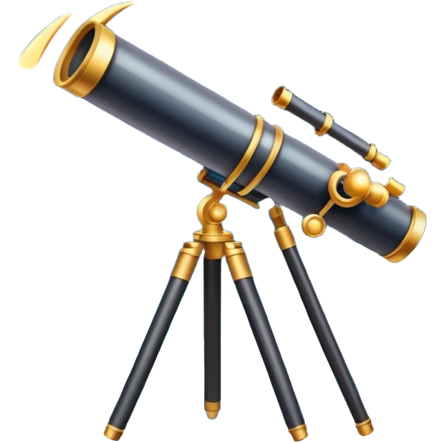 An icon featuring a telescope, stars, and a planet, symbolizing astronomy. The design includes a crescent moon, distant galaxies, and constellations, representing the study of space and celestial bodies. Transparent background highlights the exploration of the universe and cosmic phenomena. emoji