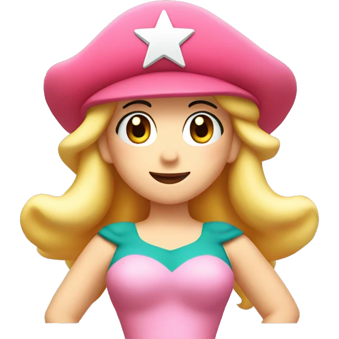 princess peach wearing mario hat with a star in her hand  emoji