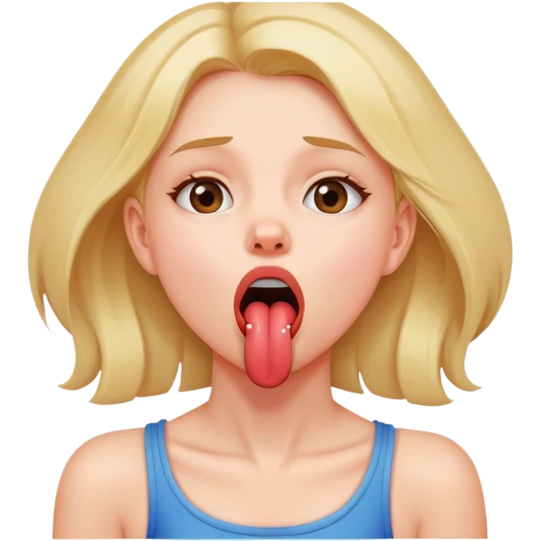 Girl with tongue out of mouth looking up choking neck emoji