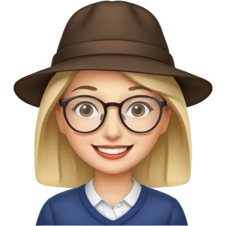 hatted woman with glasses emoji