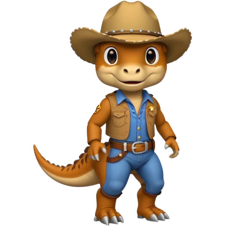 trex dinosaor with cowboy helmet with cowbot clothes emoji