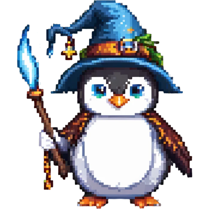 penguin wizard casting a spell emoji
