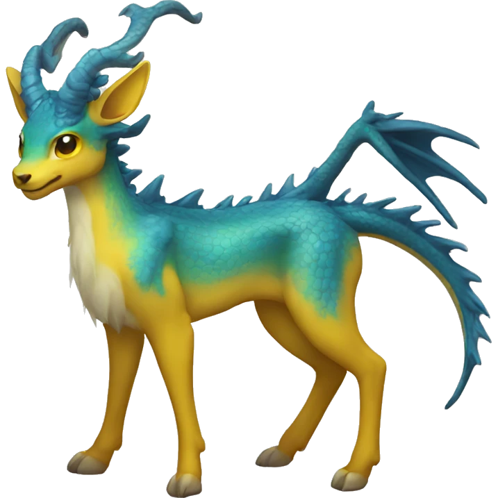 blue dragon deer hybrid with a yellow mane emoji