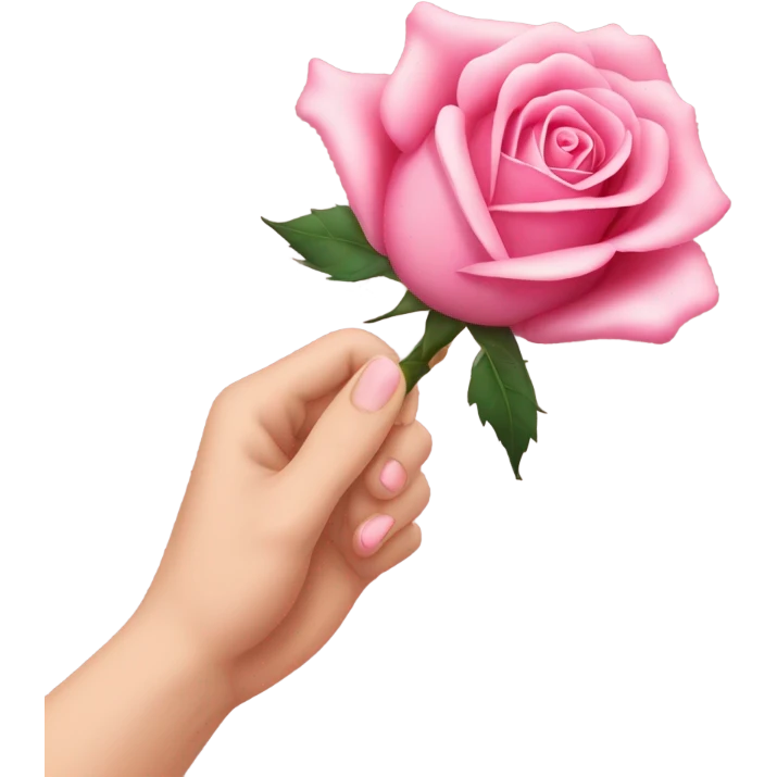 An image of a hand holding a pink rose, with a thorn piercing the skin, showing , symbolizing the pain of beauty or love emoji